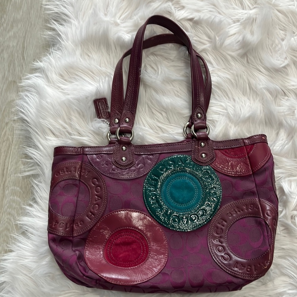 Coach bag. Purple, teal. Barely used.
